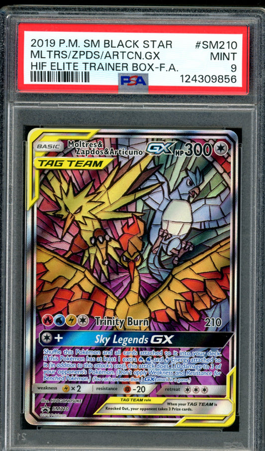 PSA 9 Moltres & Articuno & Zapdos GX (SM210) [Black Star Promo]