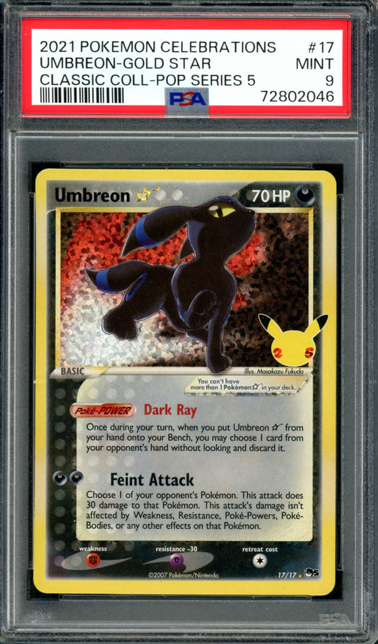 PSA 9 Gold Star Umbreon (17/17) [Celebrations]
