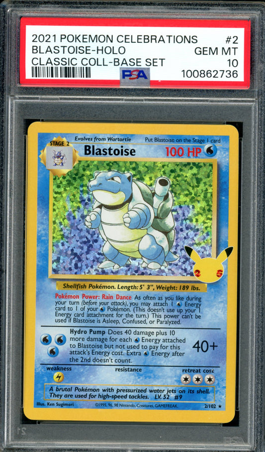 PSA 10 Blastoise (2/102) [Celebrations]