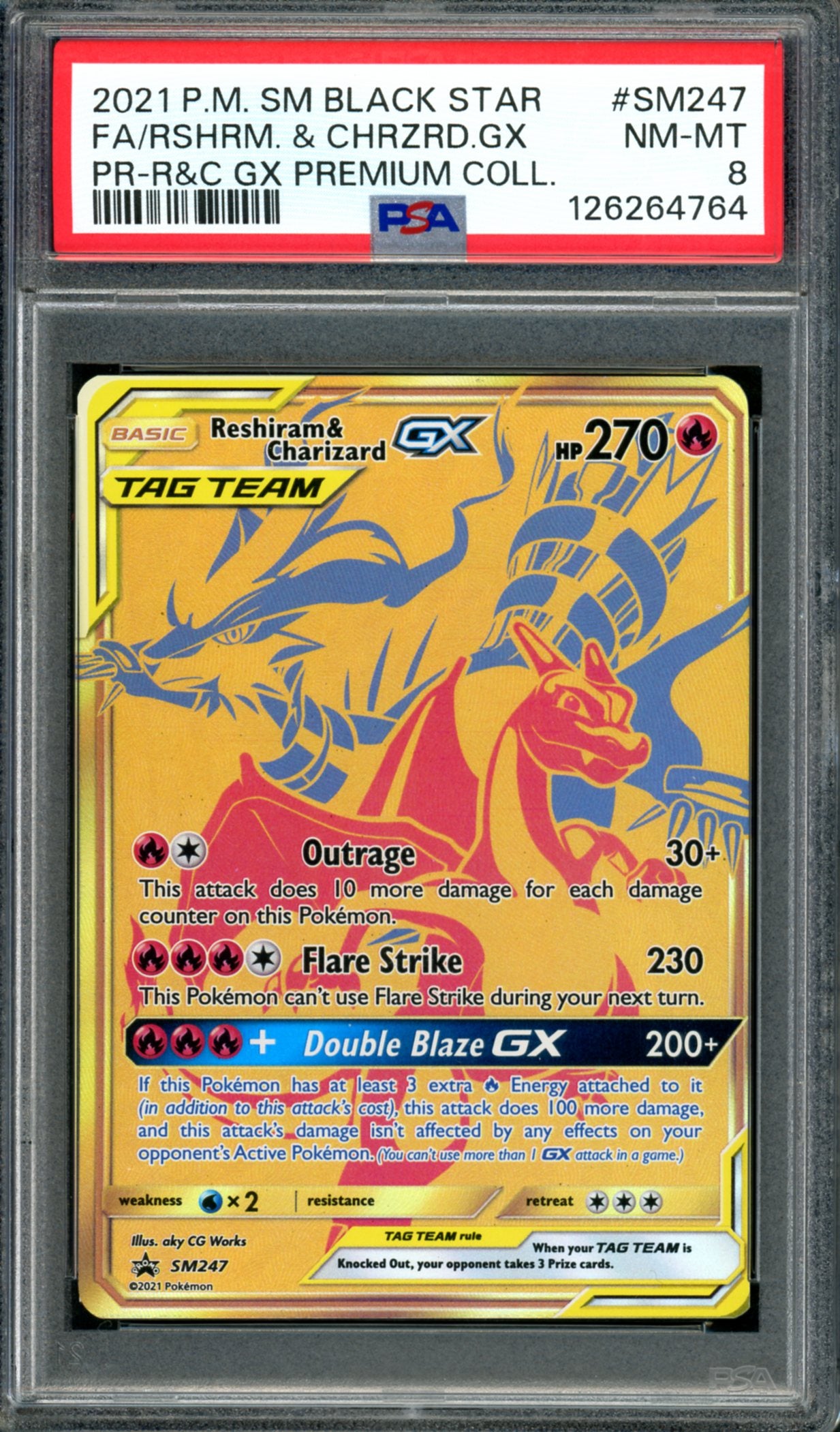 PSA 8 Reshiram & Charizard GX (SM247) [Black Star Promo]