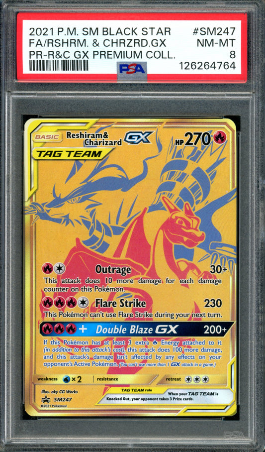PSA 8 Reshiram & Charizard GX (SM247) [Black Star Promo]