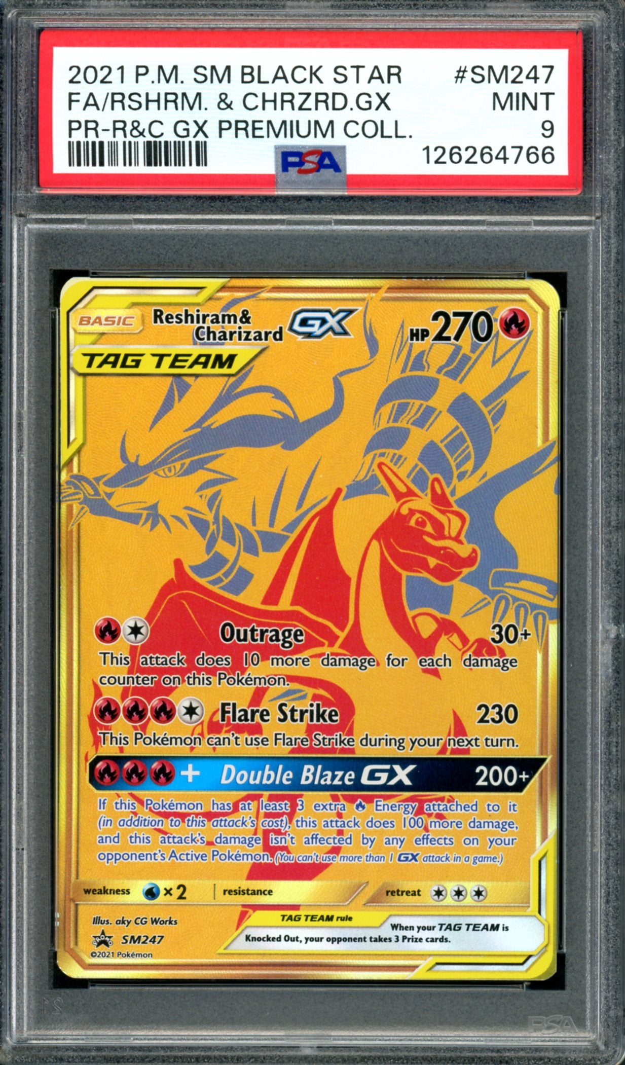 PSA 9 Reshiram & Charizard GX (SM247) [Black Star Promo]