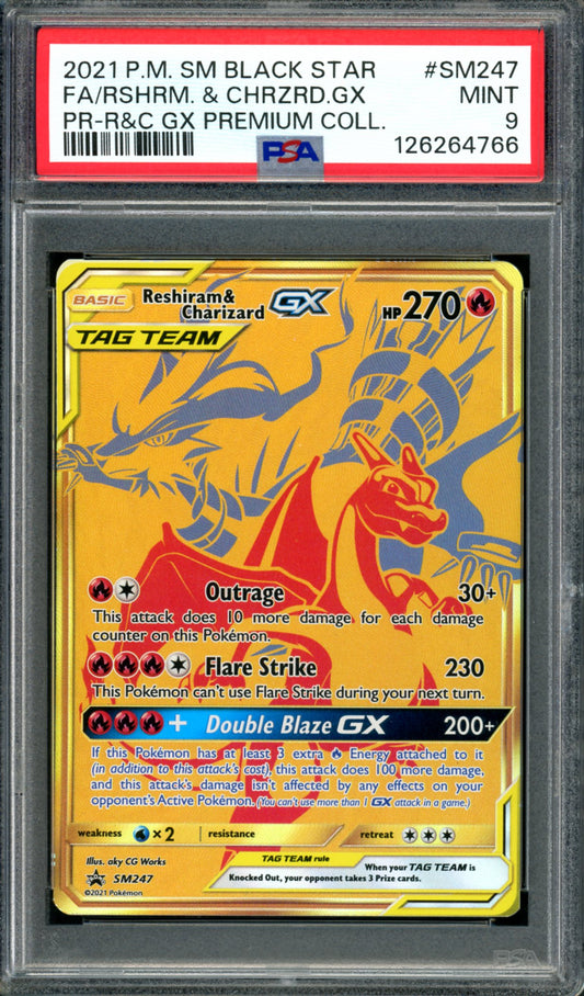 PSA 9 Reshiram & Charizard GX (SM247) [Black Star Promo]