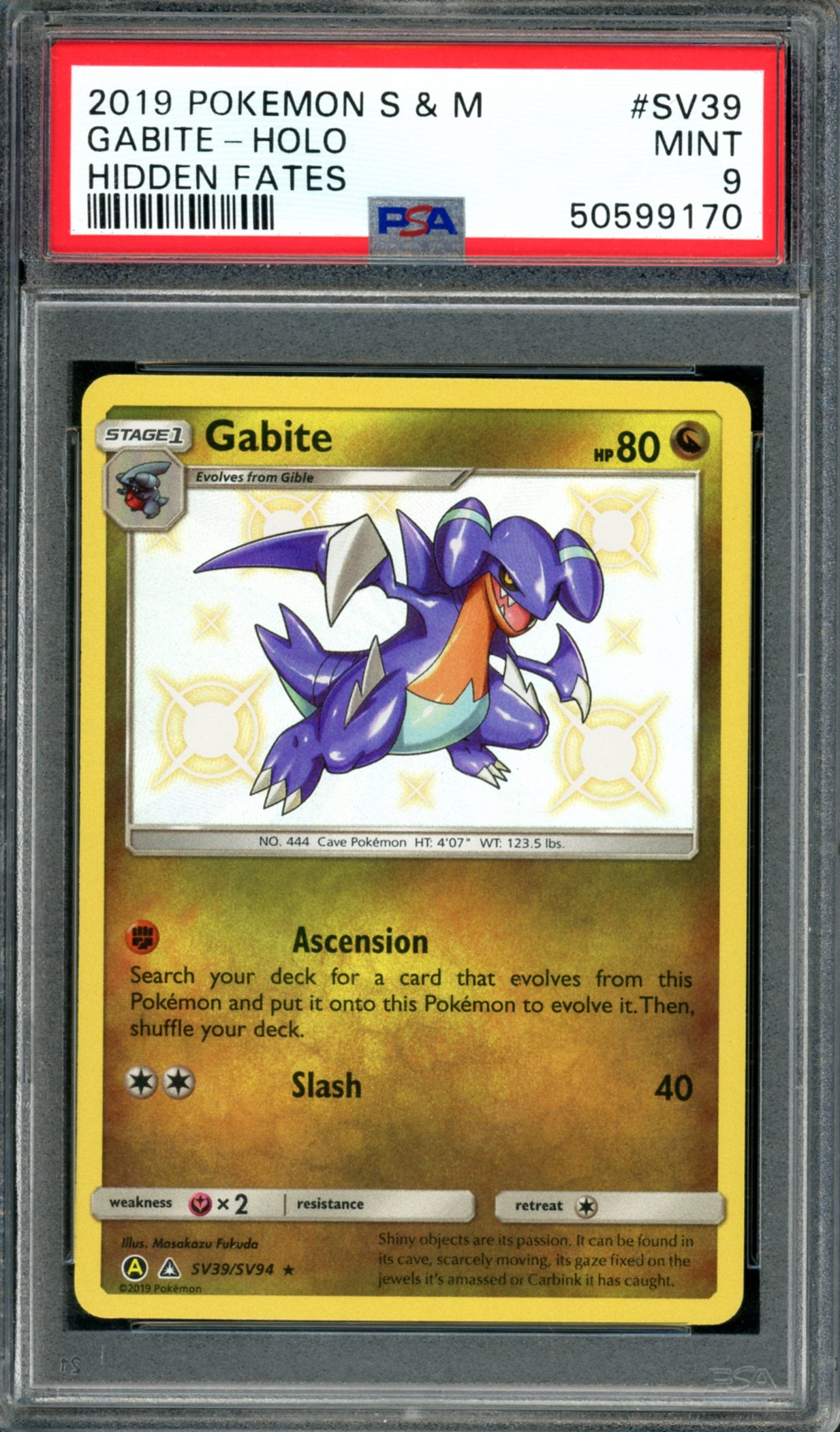 PSA 9 Gabite (SV39/SV94) [Hidden Fates]