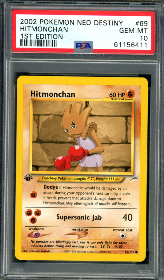 PSA 10 1st Edition Hitmonchan (69/105) [Neo Destiny]