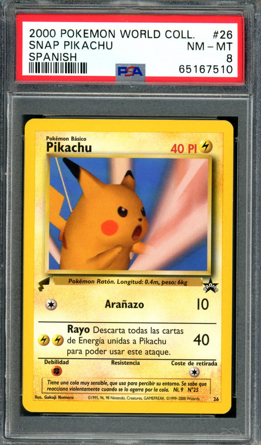 PSA 8 Pikachu Spanish (26) [Pokemon World Collection]