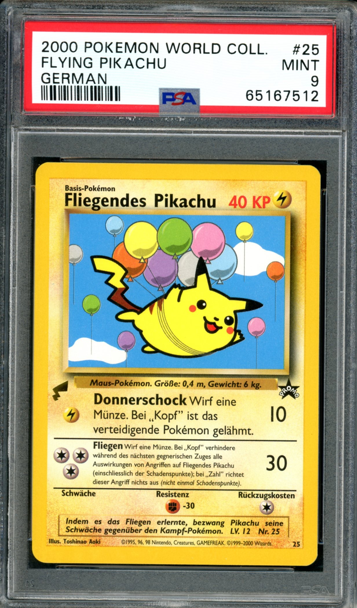 PSA 9 Flying Pikachu German (25) [Pokemon World Collection]