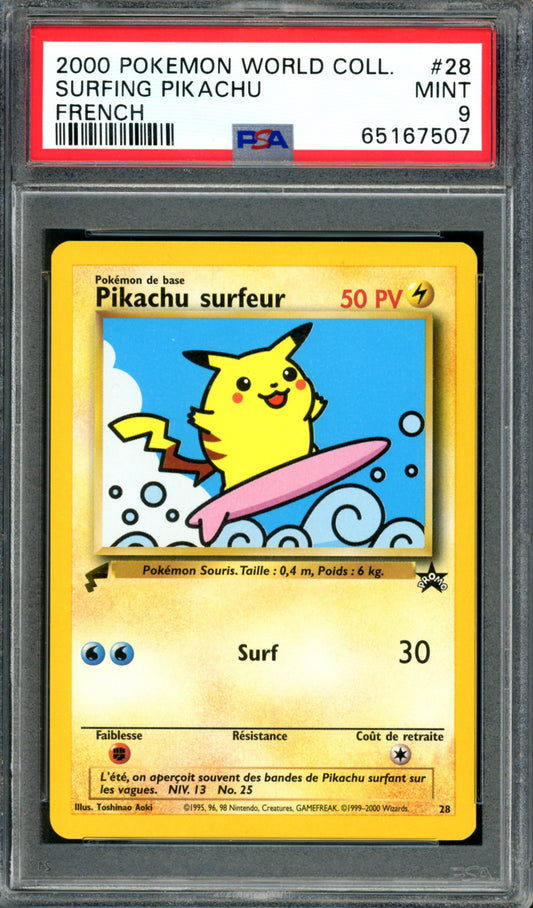 PSA 9 Surfing Pikachu French (28) [Pokemon World Collection]