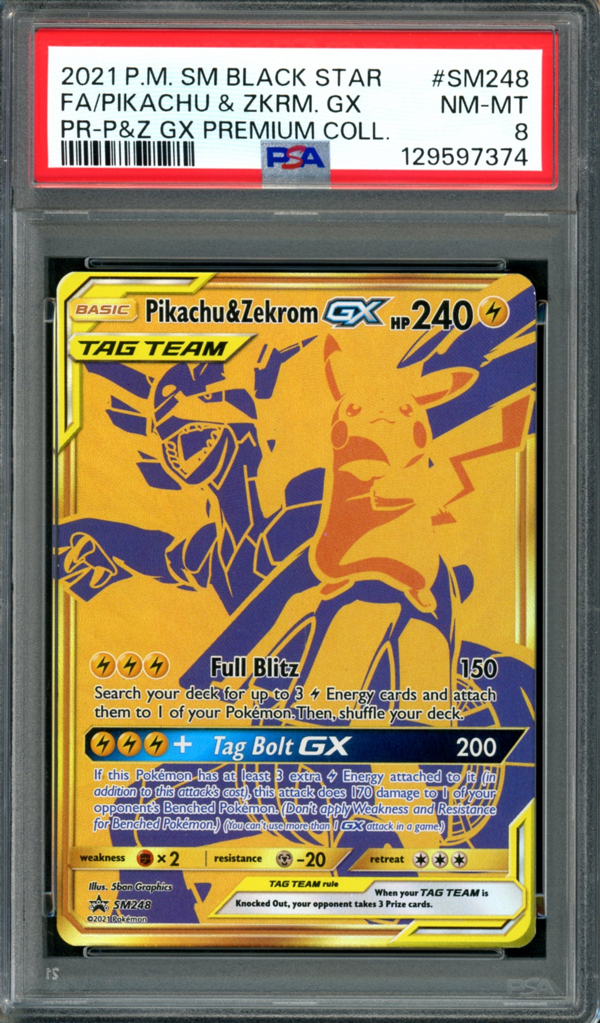 PSA 8 Pikachu & Zekrom GX (SM248) [Black Star Promo]