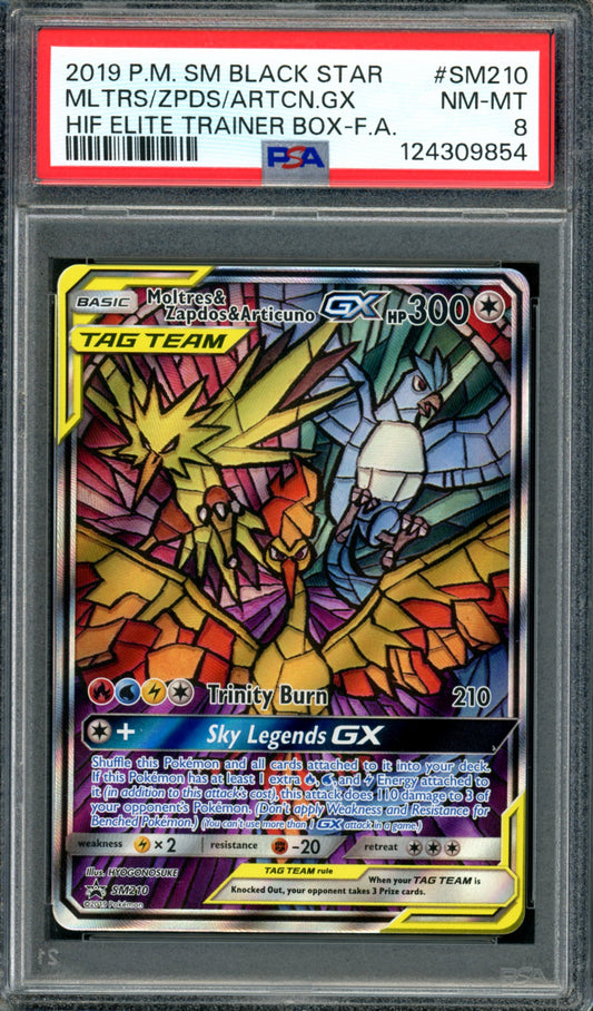 PSA 8 Moltres & Articuno & Zapdos GX (SM210) [Black Star Promo]