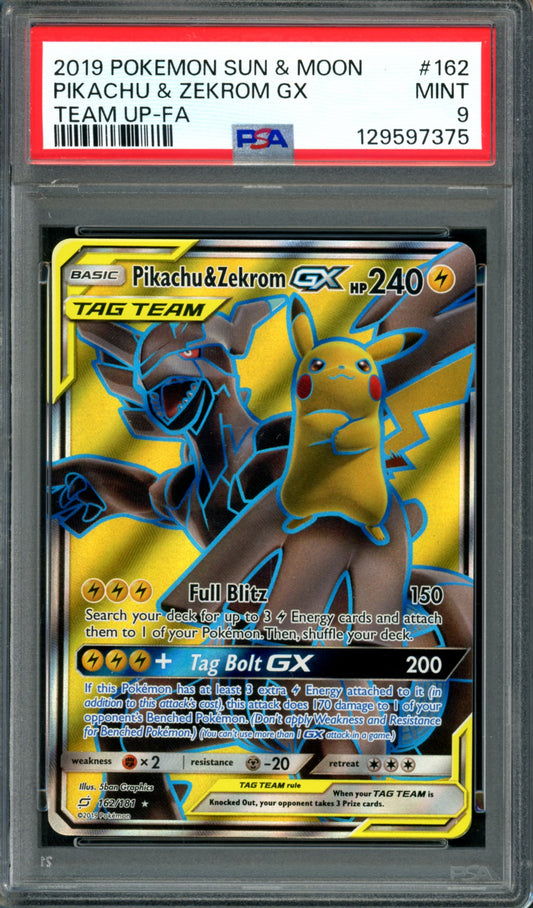 PSA 8 Pikachu & Zekrom GX (162/181) [Team Up]