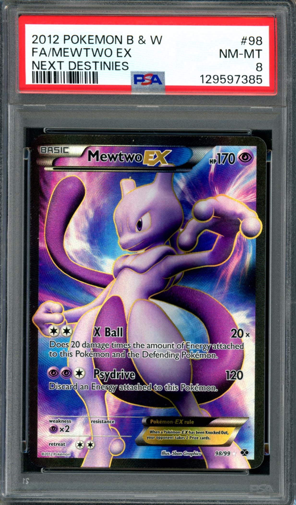 PSA 8 Mewtwo EX (98/99) [Next Destinies]
