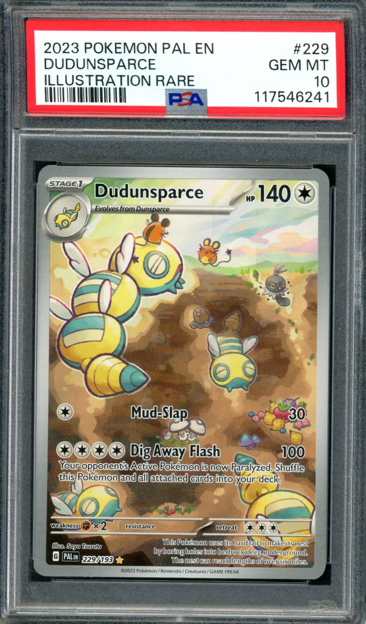 PSA 10 Dudunsparce (229/193) [Paldea Evolved]