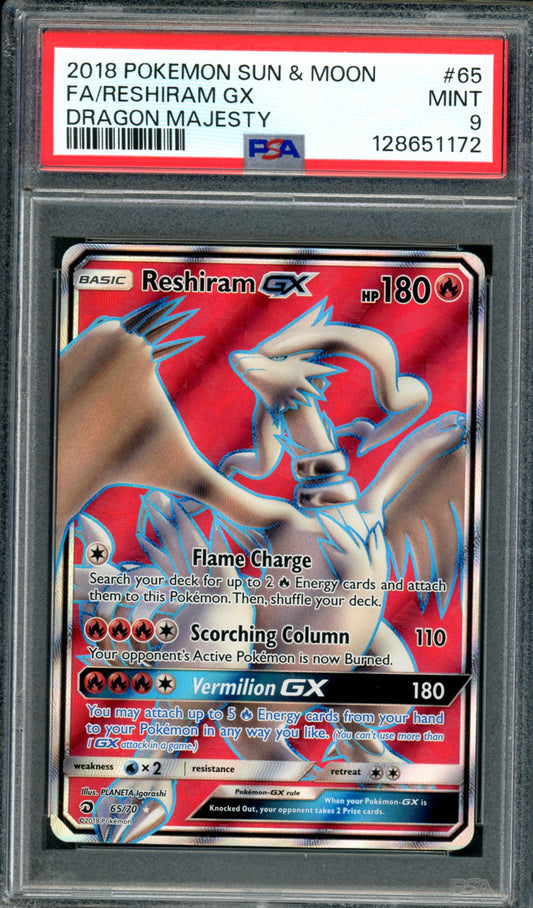 PSA 9 Reshiram GX (65/70) [Dragon Majesty]