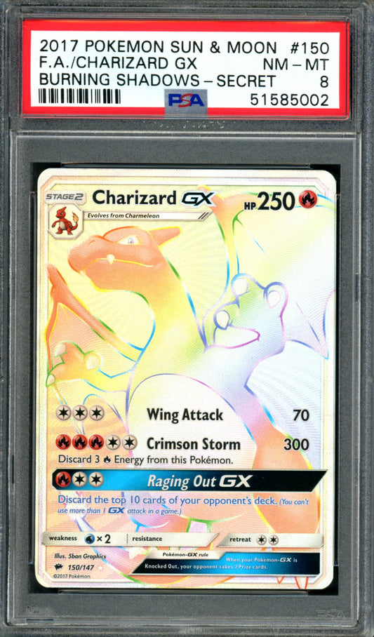 PSA 8 Charizard GX (150/147) [Burning Shadows]
