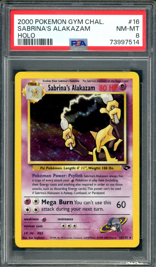 PSA 8 Sabrina's Alakazam (16/132) [Gym Challenge]