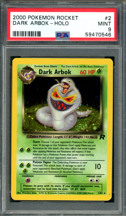 PSA 9 Dark Arbok (2/82) [Team Rocket]