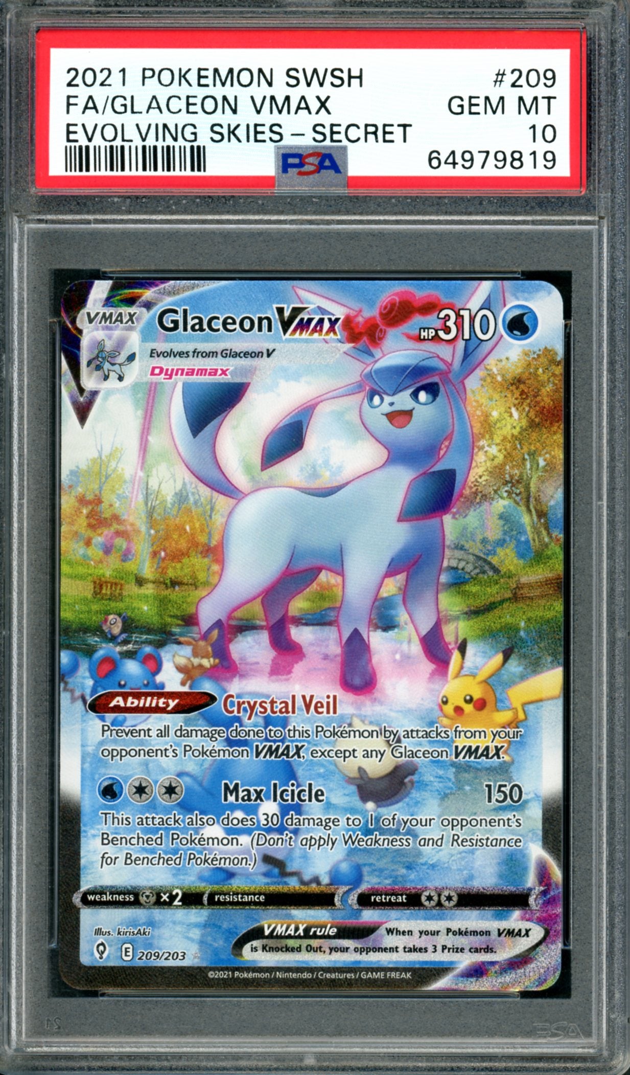 PSA 10 Glaceon VMAX (209/203) [Evolving Skies]