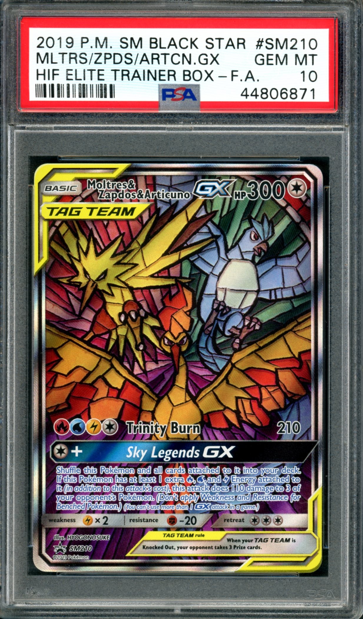 PSA 10 Moltres & Articuno & Zapdos GX (SM210) [Black Star Promo]