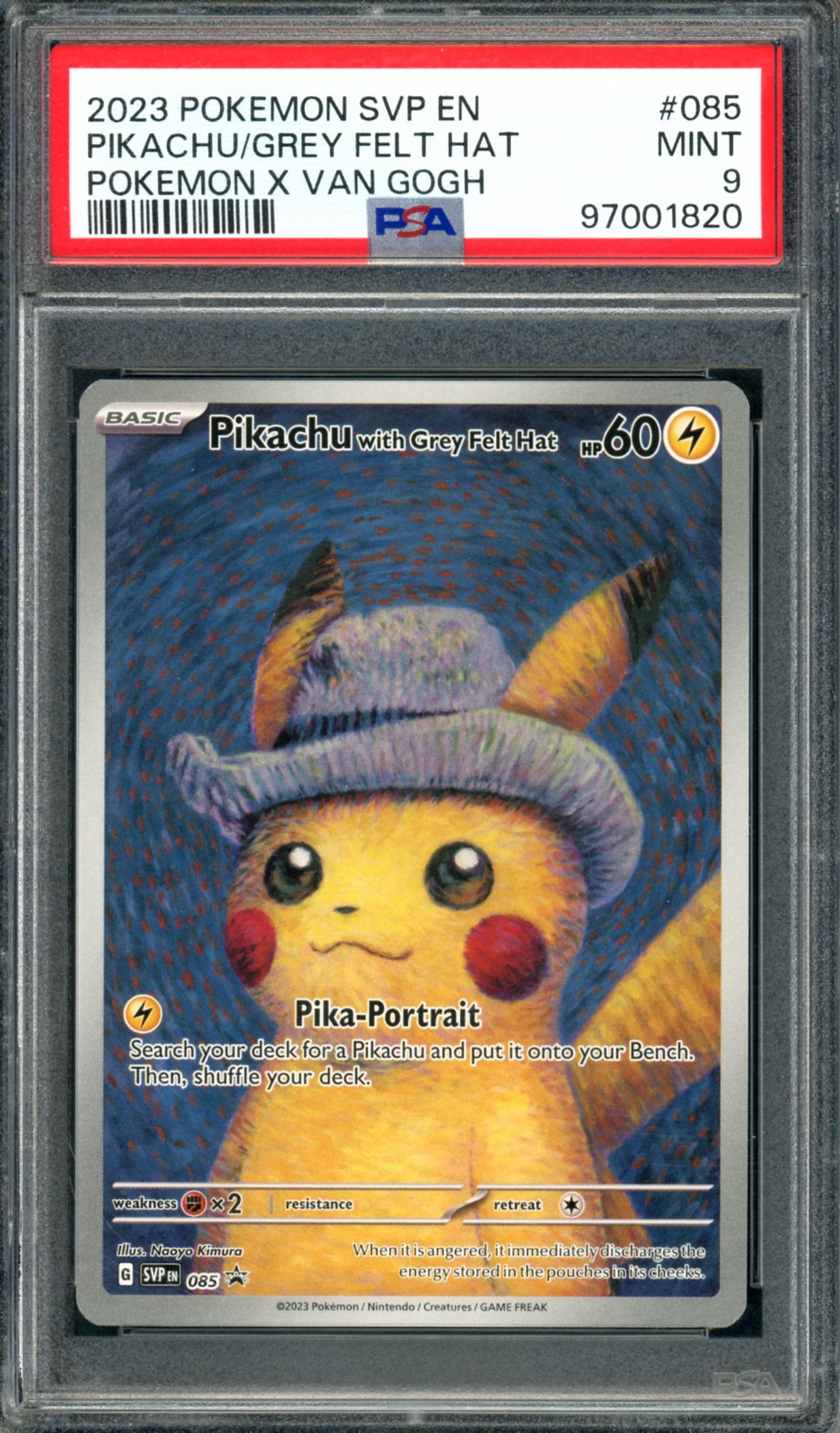 PSA 9 Grey Felt Hat Pikachu (SVP065) [Black Star Promo]